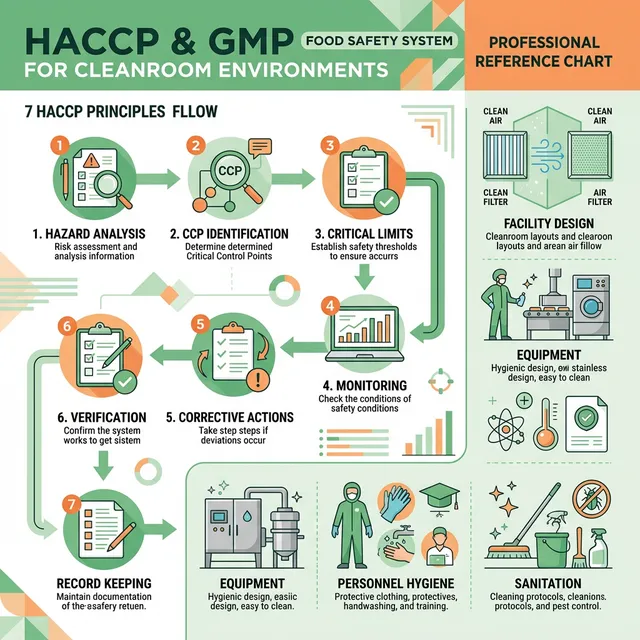 Infographic hệ thống HACCP và GMP trong sản xuất thực phẩm