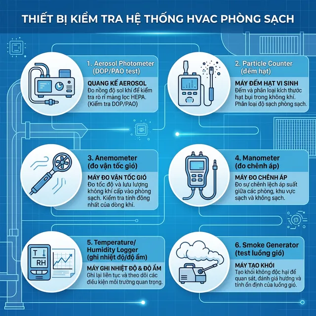 Thiết bị đo lường sử dụng trong thẩm định HVAC phòng sạch