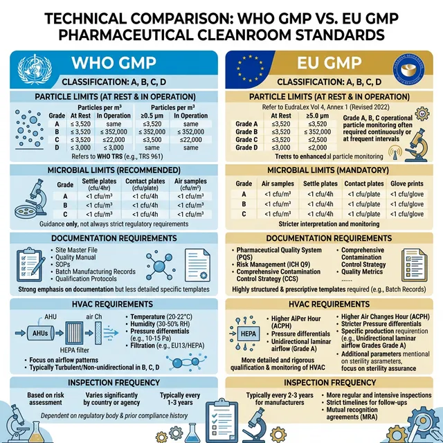So sánh chi tiết tiêu chuẩn GMP WHO và GMP EU cho phòng sạch dược phẩm